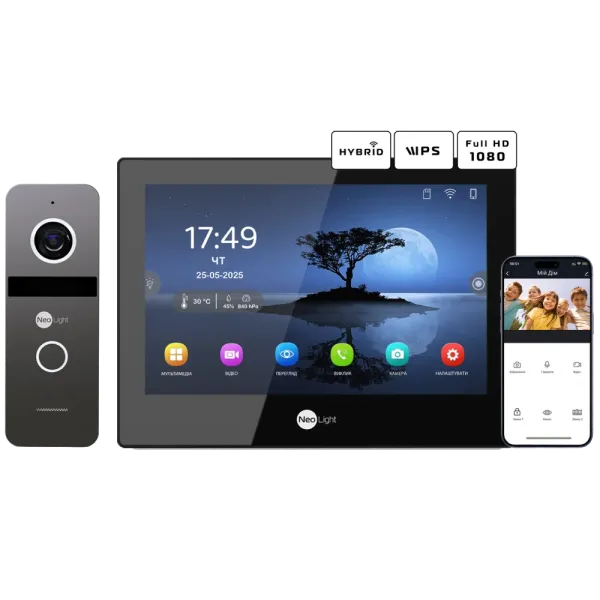 Комплект відеодомофону Neolight ALPHA Hybrid Black + SOLO FHD Graphite Комплект відеодомофону Neolight ALPHA Hybrid Black + SOLO FHD Graphite