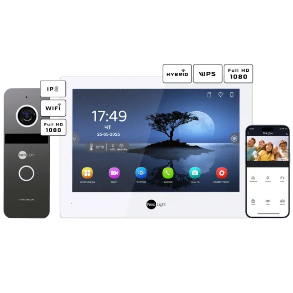 Комплект відеодомофону Neolight ALPHA Hybrid + SOLO IPW Graphite з кутком, PoE адаптер для панелі виклику Комплект відеодомофону Neolight ALPHA Hybrid + SOLO IPW Graphite з кутком, PoE адаптер для панелі виклику