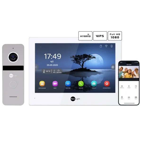 Комплект відеодомофону Neolight ALPHA Hybrid + SOLO FHD Silver