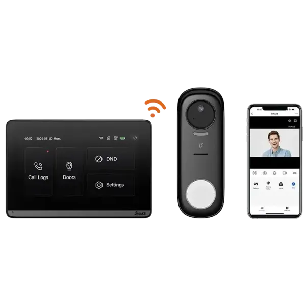 Комплект відеодомофону Dnake DK360W для безпеки з 2МП HD камерою, Wi-Fi HaLow, сенсорним монітором та сонячною зарядкою Комплект відеодомофону Dnake DK360W для безпеки з 2МП HD камерою, Wi-Fi HaLow, сенсорним монітором та сонячною зарядкою