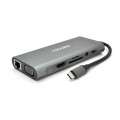 Хаб-конвертор VEGGIEG TC11-S Type-C (тато) на Type-C(мама) + USB3.0*3(мама) + HDMI(мама) + jack3.5(мама) + SD/TF + RJ45, 10 см, Silver, Box Хаб-конвертор VEGGIEG TC11-S Type-C (тато) на Type-C(мама) + USB3.0*3(мама) + HDMI(мама) + jack3.5(мама) + SD/TF + RJ45, 10 см, Silver, Box