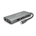 Хаб-конвертор VEGGIEG TC11-S Type-C (тато) на Type-C(мама) + USB3.0*3(мама) + HDMI(мама) + jack3.5(мама) + SD/TF + RJ45, 10 см, Silver, Box