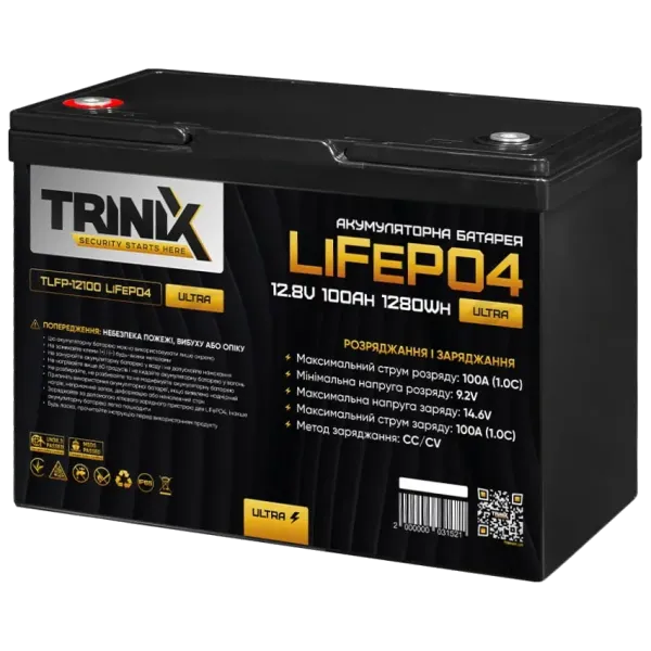 Літієва акумуляторна батарея TRINIX TLFP-12100 Ultra 100А•г 12В