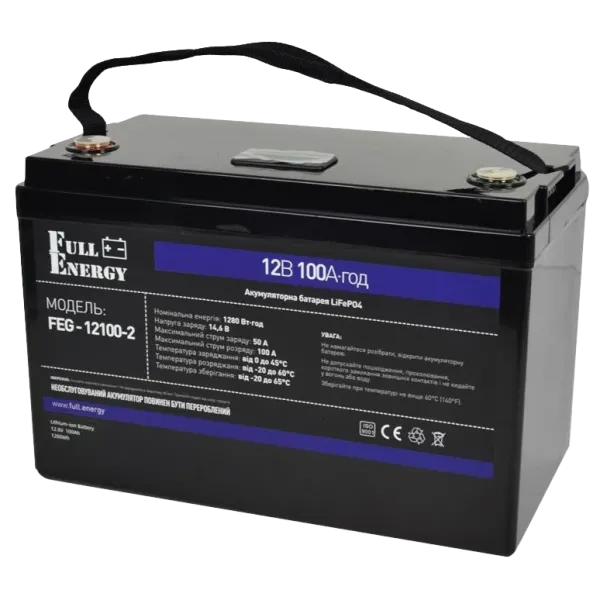 Літієва акумуляторна батарея Full Energy FEG-12100-2 LiFePO4 12В 100А•г Літієва акумуляторна батарея Full Energy FEG-12100-2 LiFePO4 12В 100А•г
