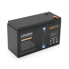Літій-залізо-фосфатний акумулятор GEAR LiFePO4 12.8V 9AH (BMS-10A/10 A), (150x65x95), 1kg до 6000 циклів, Q8