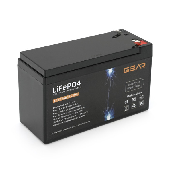 Літій-залізо-фосфатний акумулятор GEAR LiFePO4 12.8V 9AH (BMS-10A/10 A), (150x65x95), 1kg до 6000 циклів, Q8 Літій-залізо-фосфатний акумулятор GEAR LiFePO4 12.8V 9AH (BMS-10A/10 A), (150x65x95), 1kg до 6000 циклів, Q8