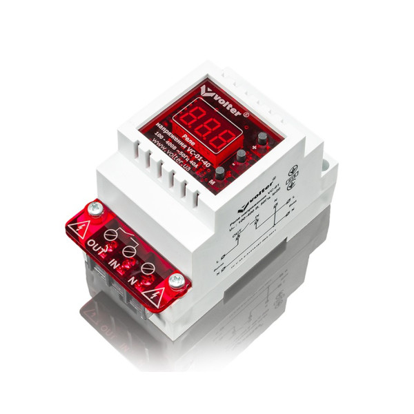 Захисне реле з контролем струму та напруги Volt-control VC-01-40Т на DIN-рейку, 32А, 7000Вт, 85-400В, тримодульне (червоний індикатор) Захисне реле з контролем струму та напруги Volt-control VC-01-40Т на DIN-рейку, 32А, 7000Вт, 85-400В, тримодульне (червоний індикатор)