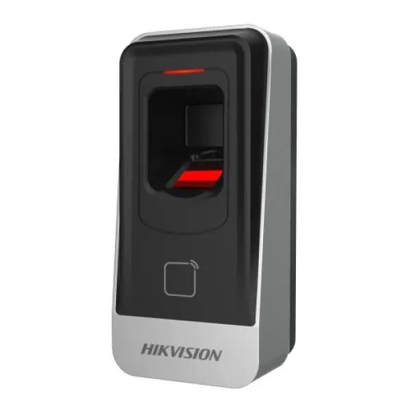 Считыватель доступа по карте и отпечатку пальца Hikvision DS-K1201AMF Mifare для охранной системы с RS485, тампером и питанием 12V DC, использование в помещении Считыватель доступа по карте и отпечатку пальца Hikvision DS-K1201AMF Mifare для охранной системы с RS485, тампером и питанием 12V DC, использование в помещении