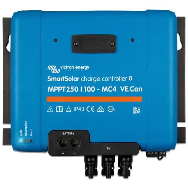 Контролер заряду Victron Energy SmartSolar MPPT 250/100-MC4 VE.Can для сонячних систем 12/24/48 В 100 А з VE.Can VE.Direct Bluetooth та MC4 Контролер заряду Victron Energy SmartSolar MPPT 250/100-MC4 VE.Can для сонячних систем 12/24/48 В 100 А з VE.Can VE.Direct Bluetooth та MC4