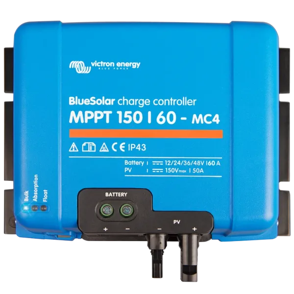 Контроллер заряда Victron Energy BlueSolar MPPT 150/60-MC4 для солнечных батарей 12/24/48 В с током заряда 60 А и интерфейсом VE.Direct MC4 Контроллер заряда Victron Energy BlueSolar MPPT 150/60-MC4 для солнечных батарей 12/24/48 В с током заряда 60 А и интерфейсом VE.Direct MC4