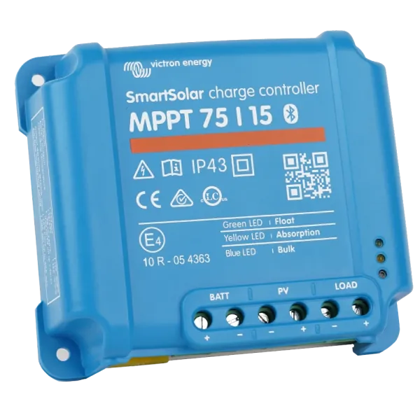 Контроллер заряда SmartSolar MPPT 75/15 для солнечных панелей 12/24 В 15 А с Bluetooth и VE.Direct для автономных энергосистем