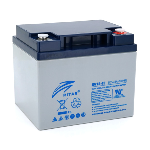 Тяговый аккумулятор RITAR EV12-45 12В 45Ач AGM для электротранспорта и систем бесперебойного питания Тяговый аккумулятор RITAR EV12-45 12В 45Ач AGM для электротранспорта и систем бесперебойного питания