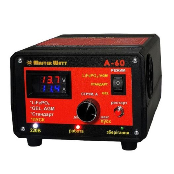 Пуско-зарядне ЗУ для LiFePO4 акумуляторів PZU А-60 12V (20-800Ah) (MF, AGM, GEL, CA/CA, LiFePO4) 60А, 160-245V Пуско-зарядне ЗУ для LiFePO4 акумуляторів PZU А-60 12V (20-800Ah) (MF, AGM, GEL, CA/CA, LiFePO4) 60А, 160-245V