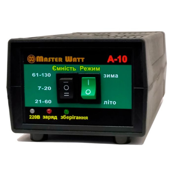 Автоматичне ЗУ для акумулятора MW-AZU12-10A 12V (7-130Ah) (MF,WET,AGM,CA/CA), 160-245V, Мах струм заряду 10А, напруга заряду 14,7;15,4V Автоматичне ЗУ для акумулятора MW-AZU12-10A 12V (7-130Ah) (MF,WET,AGM,CA/CA), 160-245V, Мах струм заряду 10А, напруга заряду 14,7;15,4V