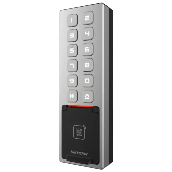 Терминал доступа Hikvision DS-K1T805MBFWX для контроля доступа с защитой IP65 и IK08, поддержка мобильного приложения, 3000 отпечатков, 10000 карт Терминал доступа Hikvision DS-K1T805MBFWX для контроля доступа с защитой IP65 и IK08, поддержка мобильного приложения, 3000 отпечатков, 10000 карт