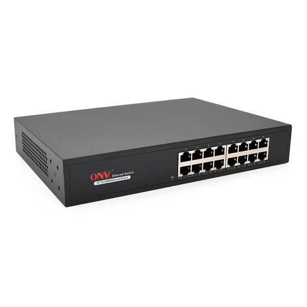 Коммутатор Ethernet ONV-H1016 для видеонаблюдения и локальной сети, 16 портов 10/100 Мбит, металлический корпус 1U Коммутатор Ethernet ONV-H1016 для видеонаблюдения и локальной сети, 16 портов 10/100 Мбит, металлический корпус 1U
