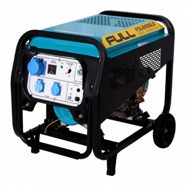 Генератор дизельний FULL FDL6500LE, 1-фазний 230V, 50Hz, 6.2kVA/5kW, бак 12,5 л, витрата 1,6 л/год, пуск: ручний/стартер (без АКБ), 825х650х545 мм, 113 кг Генератор дизельний FULL FDL6500LE, 1-фазний 230V, 50Hz, 6.2kVA/5kW, бак 12,5 л, витрата 1,6 л/год, пуск: ручний/стартер (без АКБ), 825х650х545 мм, 113 кг