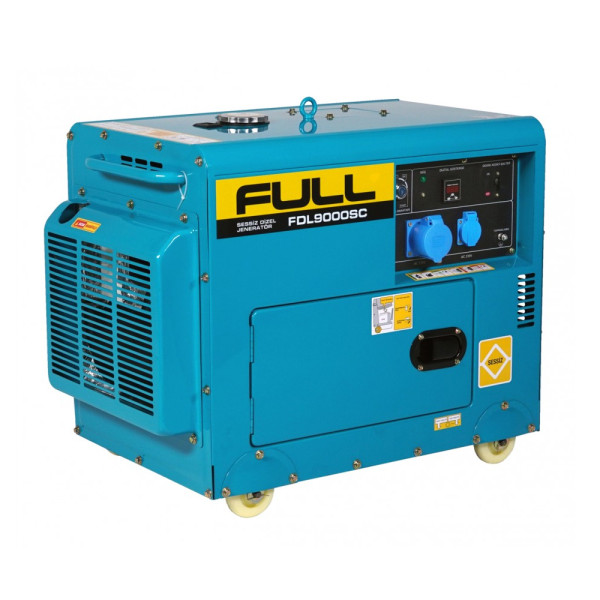 Генератор дизельний FULL FDL9000SC, 1-фазний 230V, 50Hz, 8.5kVA/6.8kW, бак 12,5 л, витрата 2 л/год, пуск: ручний/стартер (без АКБ), 900х520х700 мм, 160 кг Генератор дизельний FULL FDL9000SC, 1-фазний 230V, 50Hz, 8.5kVA/6.8kW, бак 12,5 л, витрата 2 л/год, пуск: ручний/стартер (без АКБ), 900х520х700 мм, 160 кг