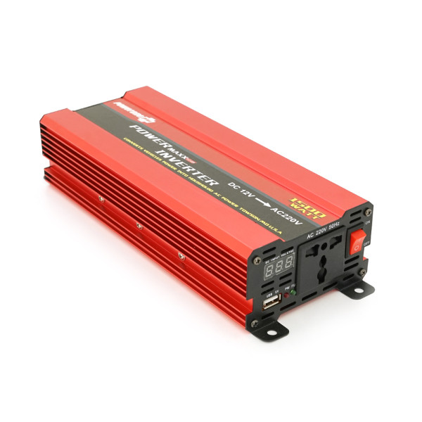 Інвертор напруги NV-1500 900Вт з LCD 12/220V апроксимований для живлення побутових та електронних пристроїв в авто та на човні