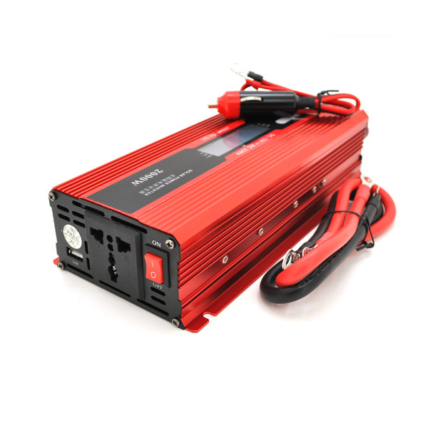 Інвертор напруги UKC+LCD 2000ВА 1200Вт 12/220V з LCD дисплеєм та універсальною розеткою для резервного живлення будинку та офісу