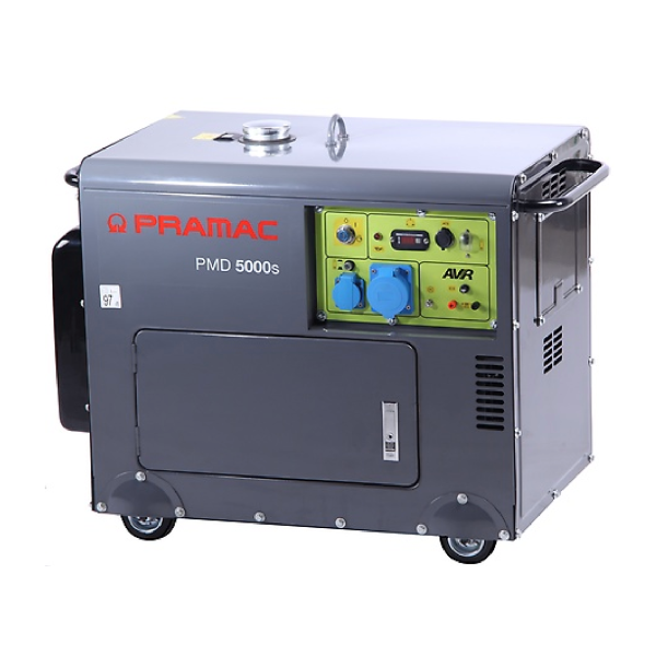 Генератор дизельный PRAMAC PMD5000s, 1-фазный 230V, 50Hz, 6.25kVA/5kW, бак 14,5 л, расход 1,28 л/час, пуск: стартер, 410x310x180 мм, 50 кг Генератор дизельный PRAMAC PMD5000s, 1-фазный 230V, 50Hz, 6.25kVA/5kW, бак 14,5 л, расход 1,28 л/час, пуск: стартер, 410x310x180 мм, 50 кг