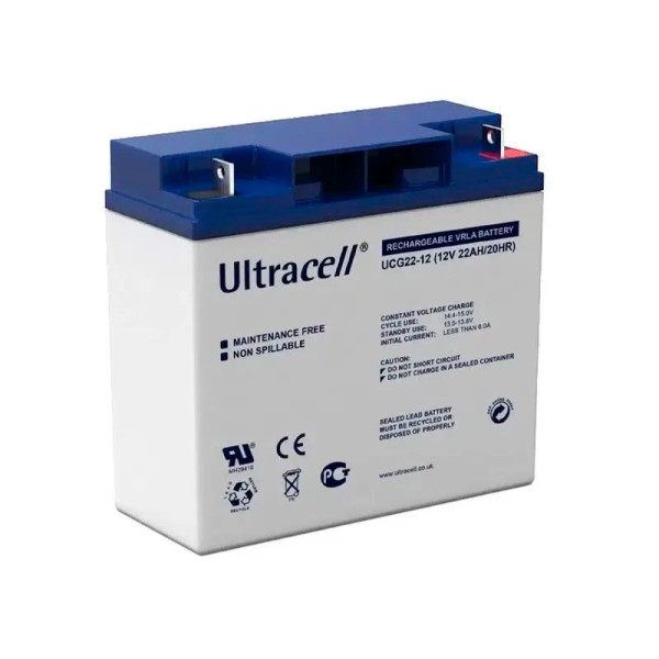Акумуляторна батарея Ultracell UCG20-12 GEL 12V 20Ah для резервного живлення ДБЖ, телекомунікацій та малих сонячних систем 182x77x168 White Q1/230