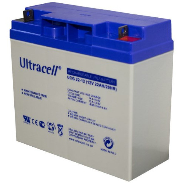 Аккумуляторная батарея GEL 12V 22Ah UCG22-12 для ИБП и систем видеонаблюдения, клеммы F3, белый корпус Аккумуляторная батарея GEL 12V 22Ah UCG22-12 для ИБП и систем видеонаблюдения, клеммы F3, белый корпус
