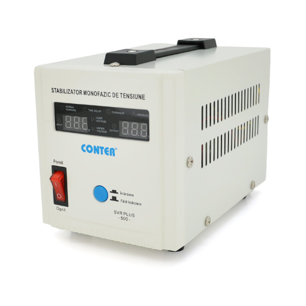 Стабилизатор напряжения релейный SVR-PLUS-500VA/375W для компьютеров и периферии, однофазный, напольный, с LED дисплеем и сетевым фильтром Стабилизатор напряжения релейный SVR-PLUS-500VA/375W для компьютеров и периферии, однофазный, напольный, с LED дисплеем и сетевым фильтром