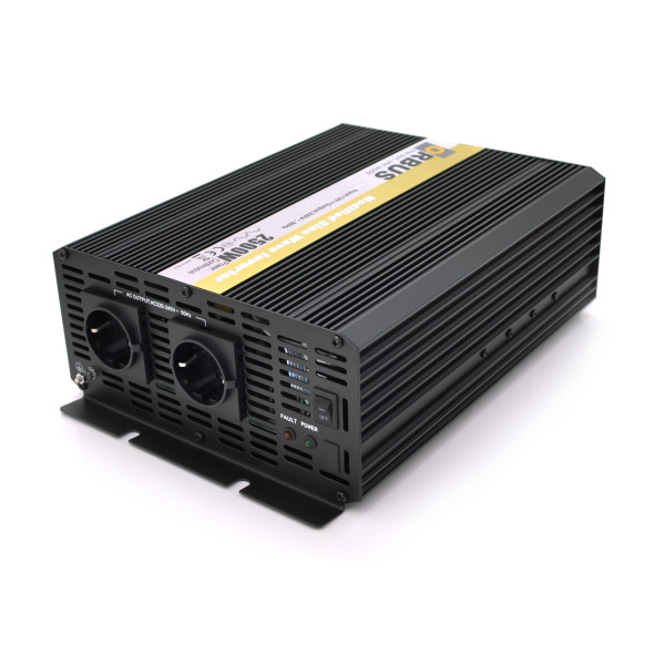 Інвертор напруги ORBUS ORMS2500 2500Вт 12/220В для резервного живлення з апроксимованою синусоїдою 2 розетки Schuko