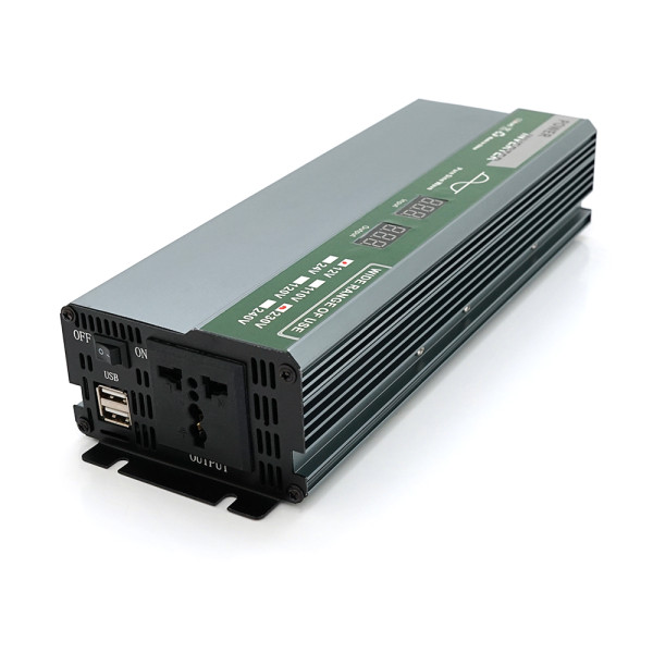 Інвертор напруги Demuda DMDPSW-800W 12V/220V з правильною синусоїдою для автомобіля та кемпінгу, 800W, 1 розетка, 2 USB, клемні дроти Q20