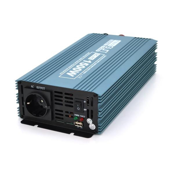 Інвертор напруги Mexxsun MXS-1500 12В/220В 1500Вт для живлення побутової техніки та зарядки гаджетів від акумулятора