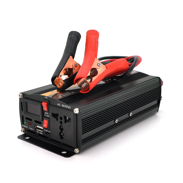 Інвертор напруги POWERMASTER 24В/220В 600Вт для живлення електроприладів, модифікована синусоїда, універсальна розетка, клеми Інвертор напруги POWERMASTER 24В/220В 600Вт для живлення електроприладів, модифікована синусоїда, універсальна розетка, клеми