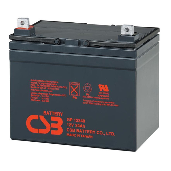 Аккумуляторная батарея 12В 34Ач CSB GP12340 для источников бесперебойного питания и систем видеонаблюдения, размеры 195х130х155мм Аккумуляторная батарея 12В 34Ач CSB GP12340 для источников бесперебойного питания и систем видеонаблюдения, размеры 195х130х155мм