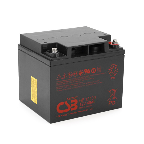 Акумуляторна батарея 12V 40Ah CSB GP12400 для джерел безперебійного живлення, систем відеоспостереження та сигналізації, термін служби до 5 років Акумуляторна батарея 12V 40Ah CSB GP12400 для джерел безперебійного живлення, систем відеоспостереження та сигналізації, термін служби до 5 років