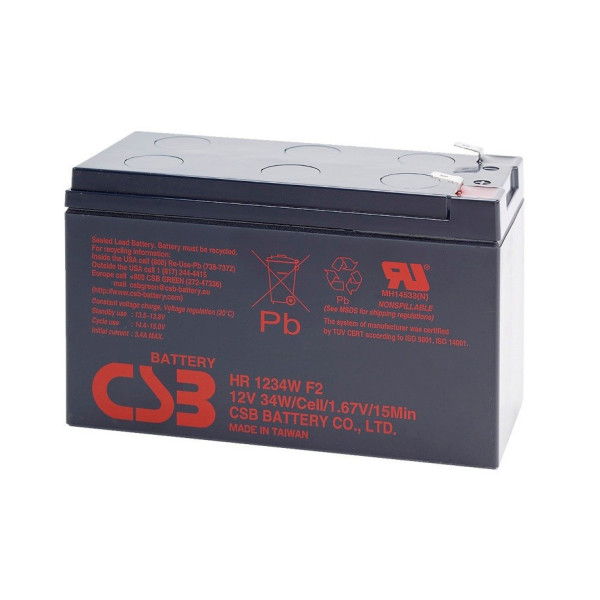 Акумуляторна батарея CSB HR1234WF2 12V 9Ah для джерел безперебійного живлення та систем відеоспостереження Q10/420 Акумуляторна батарея CSB HR1234WF2 12V 9Ah для джерел безперебійного живлення та систем відеоспостереження Q10/420
