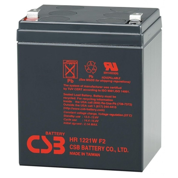 Акумуляторна батарея CSB HR1221WF2 12V 5Ah для ДБЖ та систем відеоспостереження, сигналізації й резервного освітлення Акумуляторна батарея CSB HR1221WF2 12V 5Ah для ДБЖ та систем відеоспостереження, сигналізації й резервного освітлення