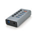 Хаб USB 3.0, 4 порта USB 3.0 + 1 порт QC3.0, с переключателями на каждый порт, DC5V3A, Черный, Упаковка