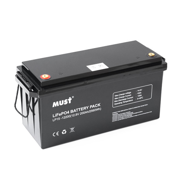 Акумуляторна батарея Must LiFePO4 LP15-12200 12,8V 200Ah для стабільного живлення пристроїв, 6000 циклів, компактен, довговічний, 502x186x243 мм, 23 кг Акумуляторна батарея Must LiFePO4 LP15-12200 12,8V 200Ah для стабільного живлення пристроїв, 6000 циклів, компактен, довговічний, 502x186x243 мм, 23 кг
