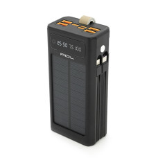 Павербанк ACL PW-90 30000mAh з сонячною панеллю для живлення та заряджання гаджетів, чорний