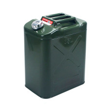 Каністра металева Merlion YT-HS-FX-35L з клапаном і гнучкою лійкою для зберігання рідин об'ємом 35л, 355х255х480мм, зелена