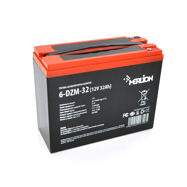 Аккумуляторная батарея AGM MERLION 6-DZM-32 12V 32Ah для электротранспорта, складской техники и ИБП Аккумуляторная батарея AGM MERLION 6-DZM-32 12V 32Ah для электротранспорта, складской техники и ИБП