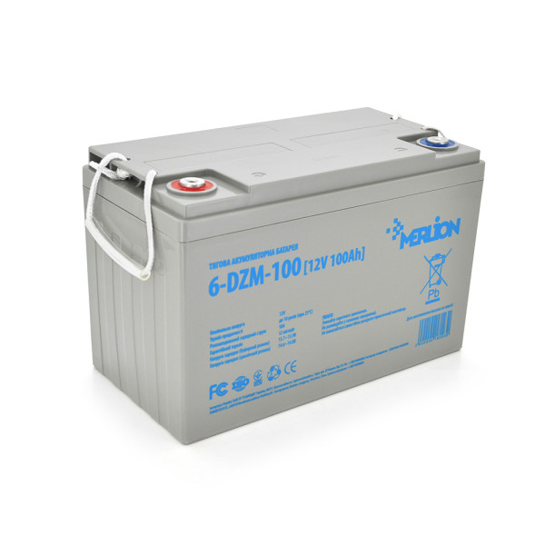 Тяговая аккумуляторная батарея AGM MERLION 6-DZM-100 12V 100Ah для складской техники и источников бесперебойного питания Тяговая аккумуляторная батарея AGM MERLION 6-DZM-100 12V 100Ah для складской техники и источников бесперебойного питания