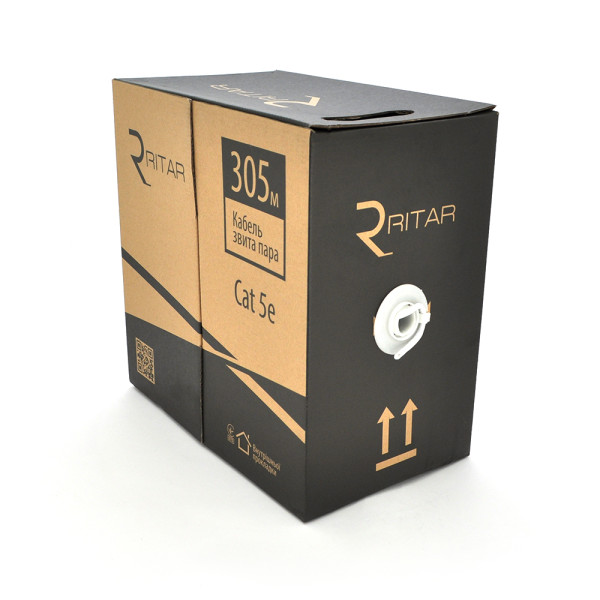 Кабель КВП UTP (4*2*0.48) 4p 24 AWG, Ritar, (CCA), для внутр. робіт, 305м, White, Corton BOX (350x350x420), Q2 Кабель КВП UTP (4*2*0.48) 4p 24 AWG, Ritar, (CCA), для внутр. робіт, 305м, White, Corton BOX (350x350x420), Q2
