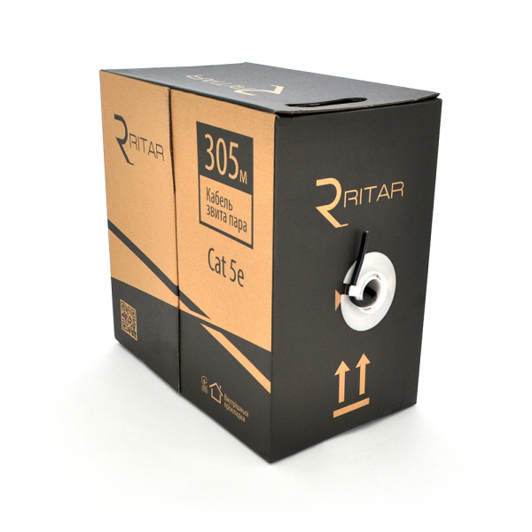 Кабель КНП UTP (4*2*0.51)4p 24 AWG, Ritar,(CCA), ізоляція ПВХ+ПЕ, для зовн.робіт, 305м, Black, Corton BOX(400x400x470) Q2 Кабель КНП UTP (4*2*0.51)4p 24 AWG, Ritar,(CCA), ізоляція ПВХ+ПЕ, для зовн.робіт, 305м, Black, Corton BOX(400x400x470) Q2