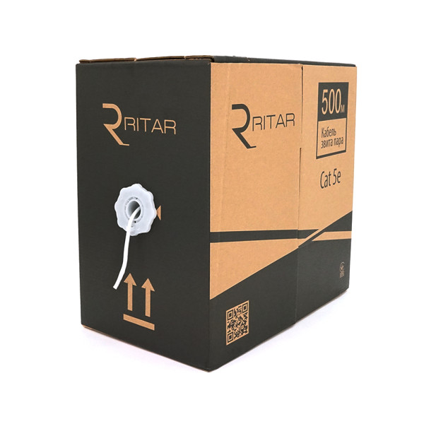 Кабель КВП UTP (2*2*0.5) 2p 24 AWG, Ritar, (CCA), для внутр. робіт, 500м, White, Corton BOX (380x380x450),Q2 Кабель КВП UTP (2*2*0.5) 2p 24 AWG, Ritar, (CCA), для внутр. робіт, 500м, White, Corton BOX (380x380x450),Q2