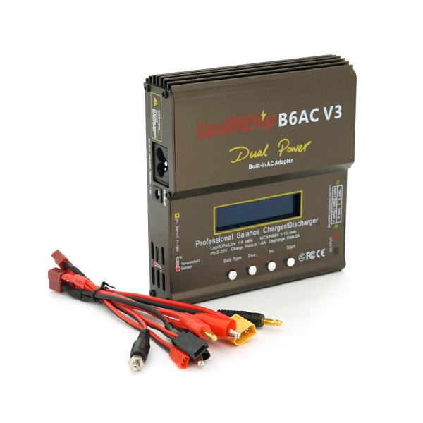 Универсальное зарядное устройство SevenChip B6ACV3 для LiPo, LiIon, NiMH, NiCd, Pb, поддержка до 16 ячеек, LCD, 100-240В, 0,1-6А, безопасная зарядка и балансировка Универсальное зарядное устройство SevenChip B6ACV3 для LiPo, LiIon, NiMH, NiCd, Pb, поддержка до 16 ячеек, LCD, 100-240В, 0,1-6А, безопасная зарядка и балансировка