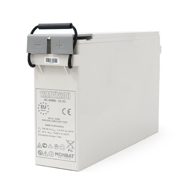 Акумуляторна батарея AGM MONBAT FRONT TERMINAL 12MVR200 12V 200Ah для UPS та телекомунікаційних і резервних систем Акумуляторна батарея AGM MONBAT FRONT TERMINAL 12MVR200 12V 200Ah для UPS та телекомунікаційних і резервних систем