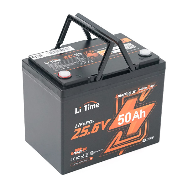 Аккумуляторная батарея LiFePO4 Li-TIME 25.6V 50Ач 1280Wh Bluetooth 5.0, 6000Cycles, BMS50A, ≤40mΩ, IP65, L206*B168*H211 mm, 9.6 kg Аккумуляторная батарея LiFePO4 Li-TIME 25.6V 50Ач 1280Wh Bluetooth 5.0, 6000Cycles, BMS50A, ≤40mΩ, IP65, L206*B168*H211 mm, 9.6 kg