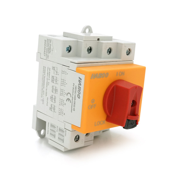Поворотний вимикач з фіксатором YRDS1DB/N32/4 для DIN рейки 1000V 32A 4P сірий з помаранчевими елементами для комутації електричних кіл