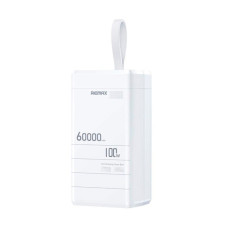 Павербанк Power Bank 60000mAh RPP-650 з PD 100W та QC 22.5W для зарядки смартфонів, планшетів і ноутбуків, білий 1.46kg